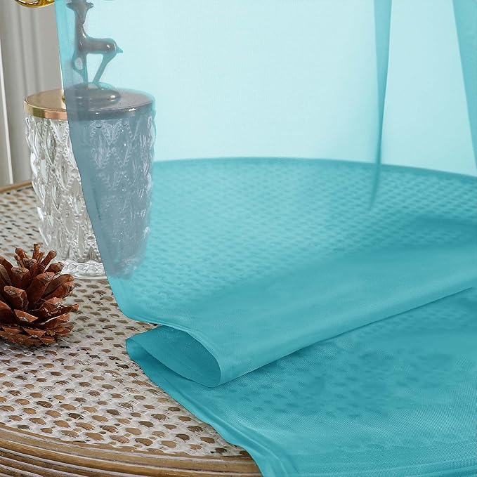 OVZME Turquoise Bedroom Curtains 2 Panel Sets 90 Inch Length, 59 Inch Extra - Image 2