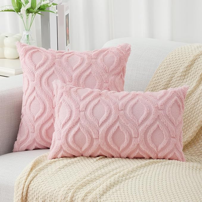 decorUhome Summer Throw Pillow Covers 18x18 Inch Set of 2, Soft Plush Faux Wool - Image 7