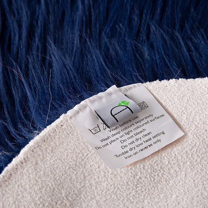 Ashler Faux Fur Rug, Dark Blue Area Rugs, Fluffy Sheepskin Fur Rug, Fuzzy Ultra - Image 7