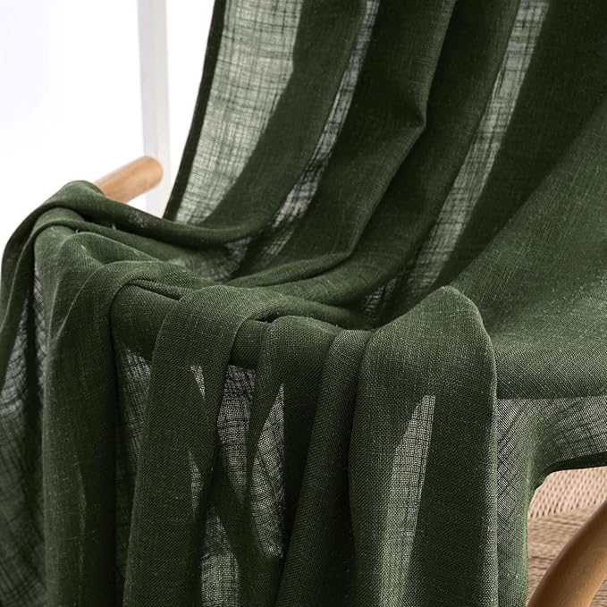 MIULEE Olive Green Linen Curtains 90 Inch Long - Image 6