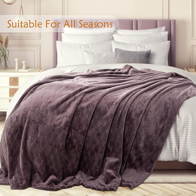 TOONOW Fleece Blanket Textured Fuzzy Plush Throw Blanket Twin Size 60" x 80" - Image 3