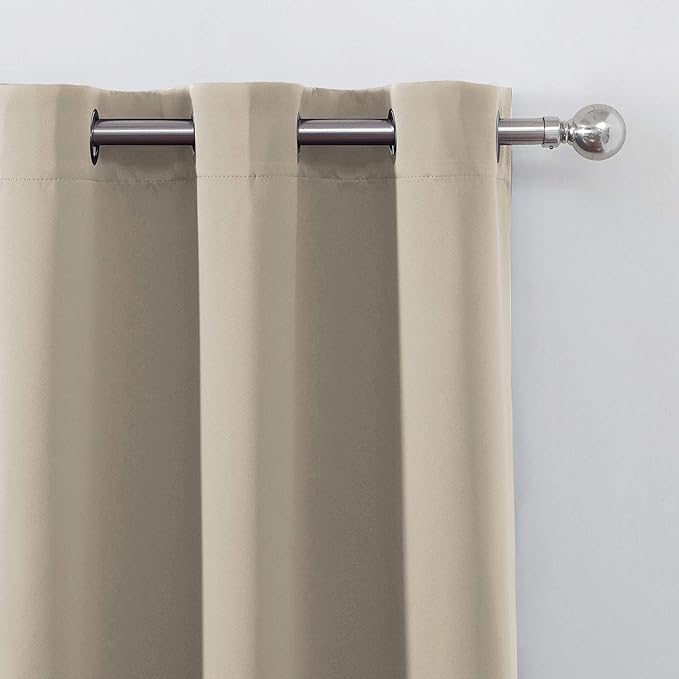 LEMOMO Blackout Curtains 52 x 45 inch/Beige Curtains Set of 2 Panels/Thermal - Image 7