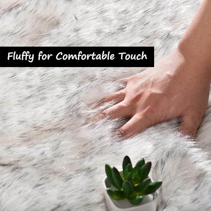 Goolela Sheepskin Area Rug 9x12 Fluffy Fuzzy Furry Rug - Image 3