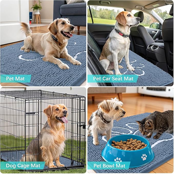 OLANLY Dog Door Mat for Muddy Paws 35x24, Paw Print Design, Absorbs Moisture - Image 8