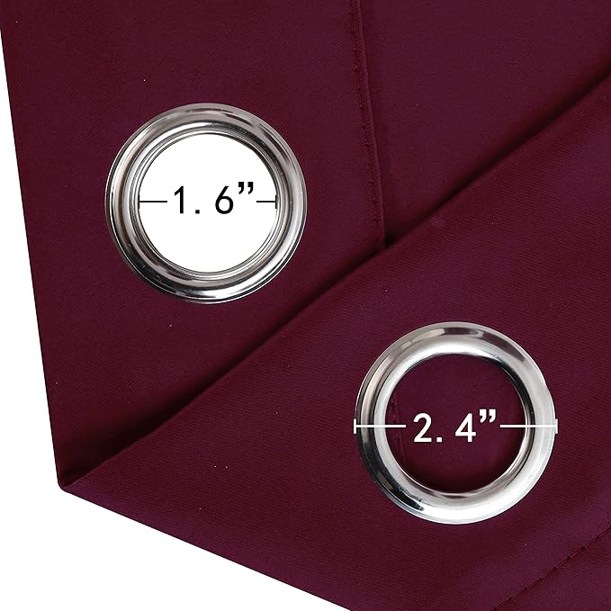 LEMOMO Burgundy Red Thermal Blackout Curtains/52 x 54 Inch/Set of 2 Panels Room - Image 6