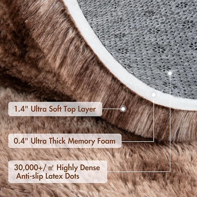 5x7 Ft Shag Brown Area Rug for Bedroom Living Room, Tie-Dyed Ultra Soft Fluffy - Image 8