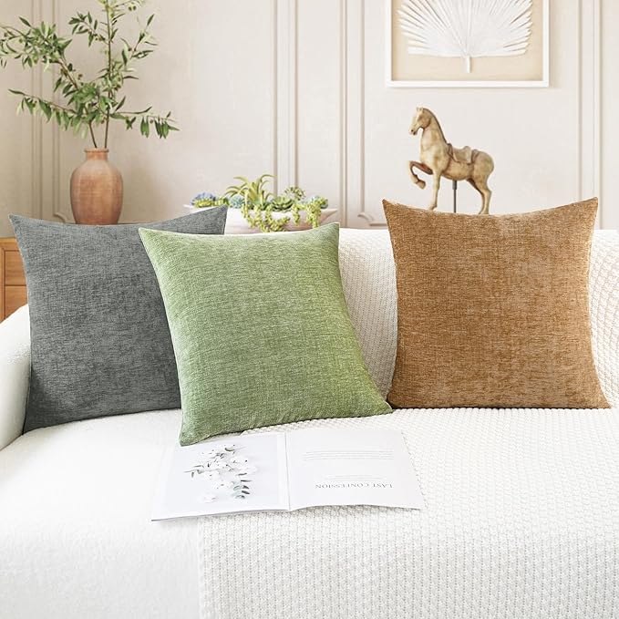 CaliTime Throw Pillow Covers Decorative 18 X 18 Inches Pack of 2 Cozy Chenille - Image 5