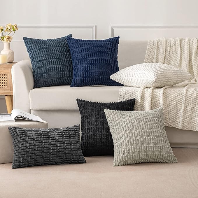 MIULEE Pack of 2 Corduroy Decorative Throw Pillow Covers 16x16 Inch Soft Boho - Image 6
