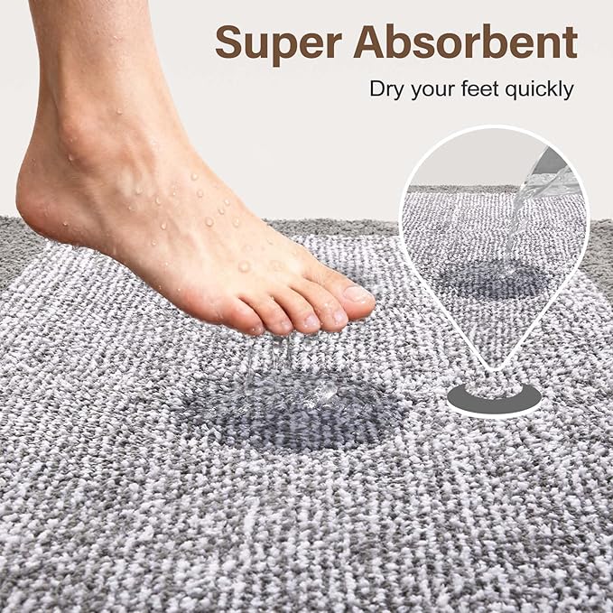 48x32 Large Bathroom Rugs Washable Non Slip, Light Grey Bath Mat - Image 7