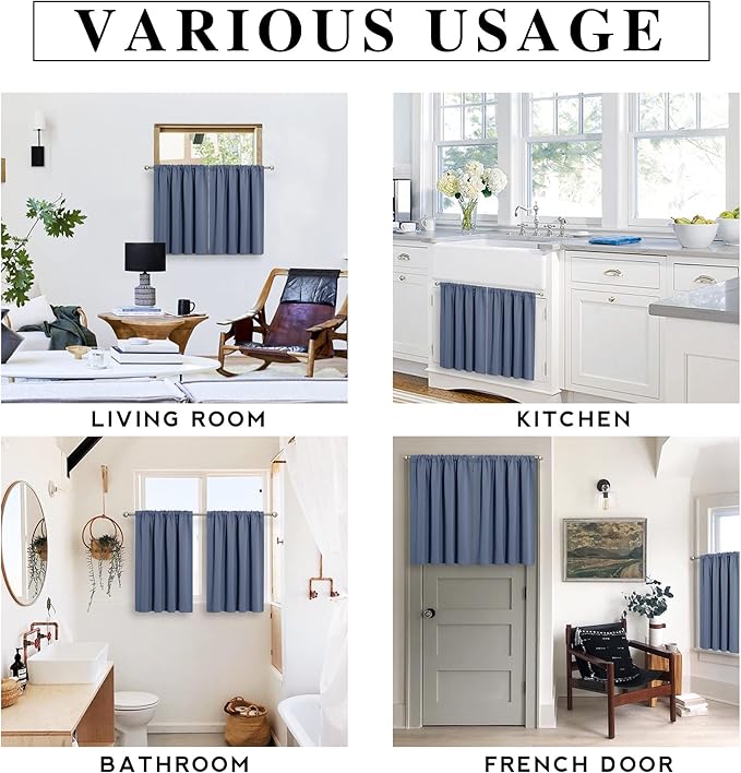 RYB HOME Blackout French Door Window Curtain Covering, Rod Pocket Thermal - Image 8