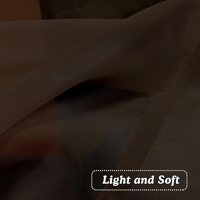 OVZME 2 Panels Chocolate Brown Sheer Valance - Image 4