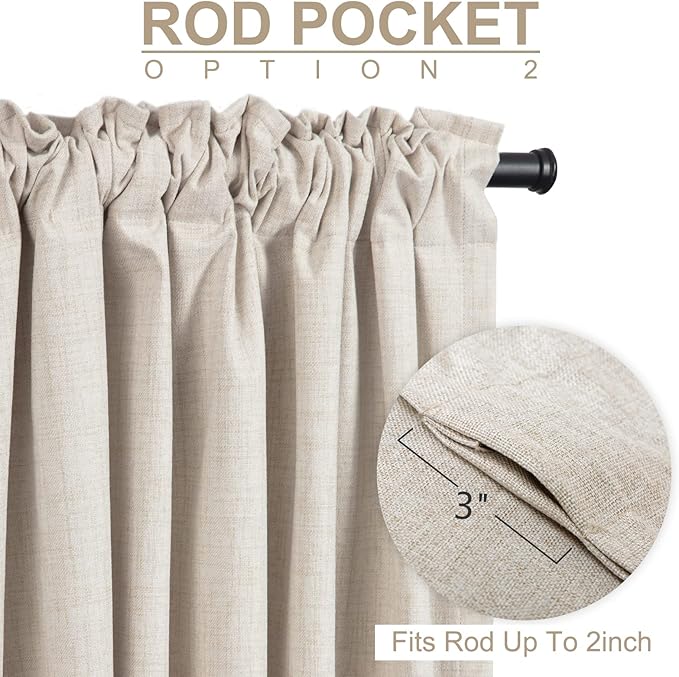 100% Blackout Shield Linen Blackout Sliding Door Curtains - Image 4
