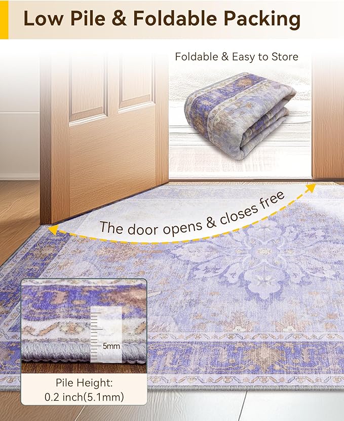 RELEANY Area Rugs 2'x8' Runner Rug Non Slip Washable - Image 5