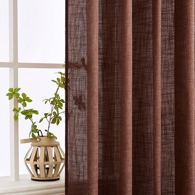 MIULEE Chocolate Brown Linen Curtains 90 Inch Long - Image 5