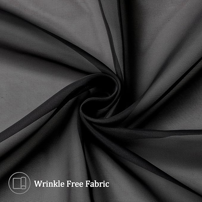 Aiyufeng 2 Panels Black Sheer Valance 14 Inch Length, Short Black Sheer Curtains - Image 2