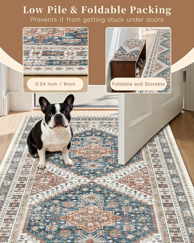 Madane Runner Rug 2x8, Washable Hallway Runner Rugs, Non-Slip Low-Pile Soft - Image 7