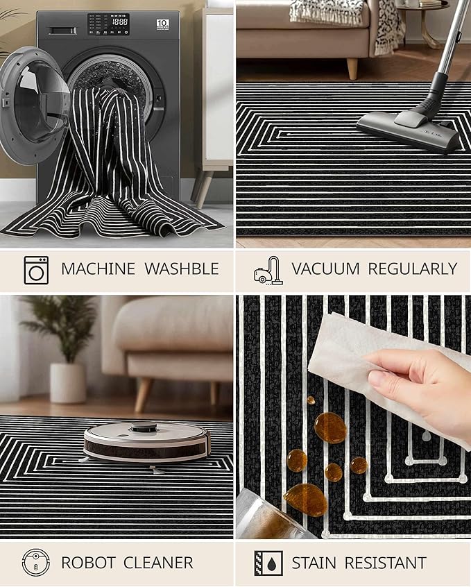 Latte&Fog 5x7 Area Rugs for Living Room Bedroom, Modern Abstract Washable Rug - Image 7