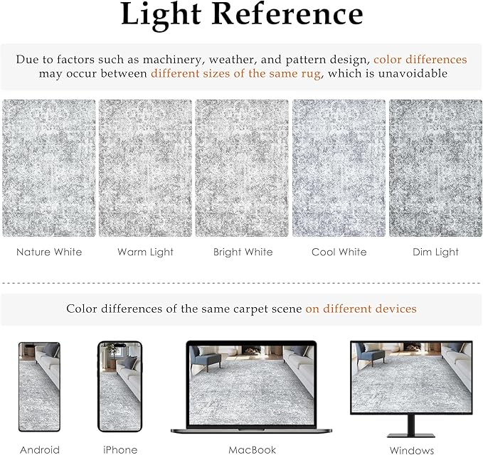 PureCozy 9x12 Area Rug Washable Vintage Living Room Carpet Large Indoor Non - Image 2