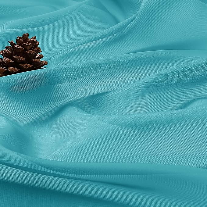 OWENIE Sheer Turquoise Curtains, Sheer Curtains 63 inch Length 2 Panels Set - Image 8
