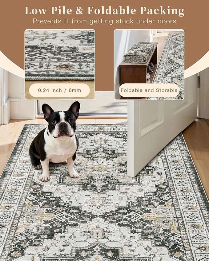 Madane 6x9 Area Rugs for Living Room, Stain Resistant Washable Rugs, Non-Slip - Image 6