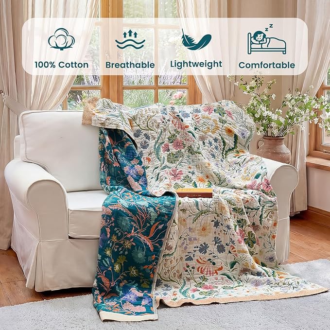 MSGKV The Boho Layer: 60"x80" Cotton Throw Blanket – Full Size - Image 2