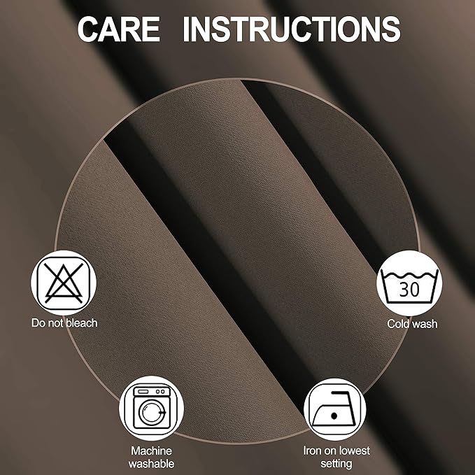 LEMOMO Chocolate Brown Blackout Curtains 40 x 63 Inch Length/Set of 2 Curtain - Image 4