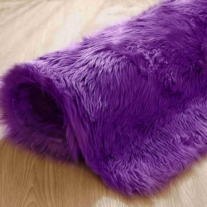 Goolela Purple Area Rug 9x12 Fluffy Fuzzy Furry Carpet - Image 9