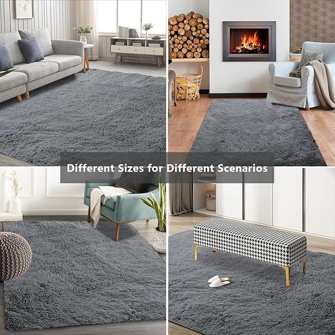 Shag Area Rugs for Bedroom Living Room, 4X6 Ultra Soft Fluffy Area Rugs for Dorm - Image 7