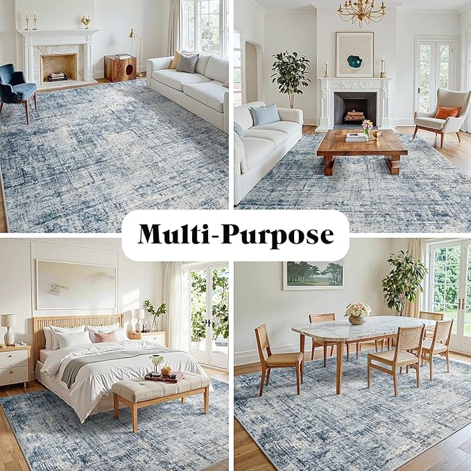10x14 Area Rugs for Living Room Washable Rug: Anti-Skid Abstract Modern Living - Image 3