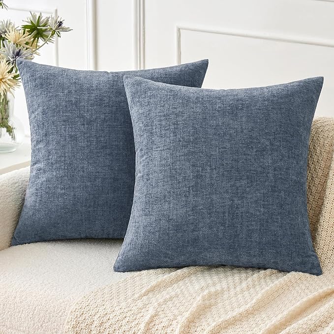 MIULEE Pack of 2 Couch Throw Pillow Covers 18x18 Inch Soft Dark Grey Blue by MIULEE
