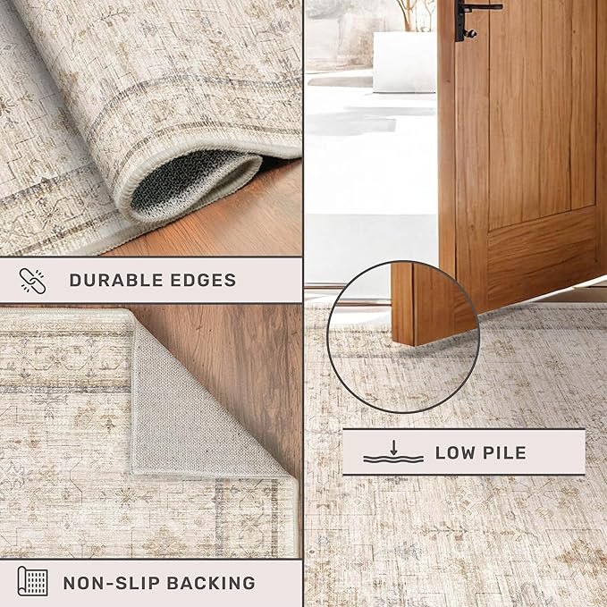 Beige Boho Bathroom Rug 2x7 - Image 4