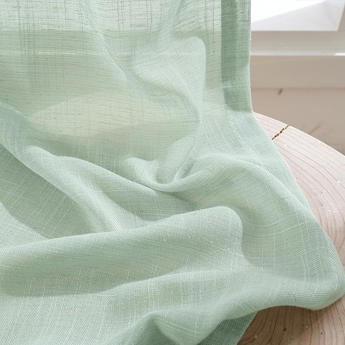BGment Light Green Linen Curtains 45 Inch Length - Image 7