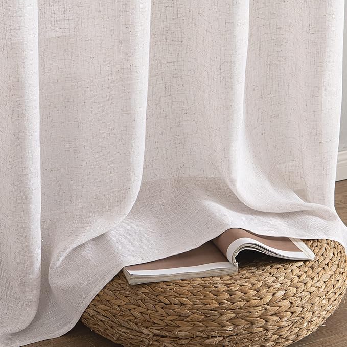MIULEE White Linen Curtains 90 Inch Long 2 Panels Set - Image 7
