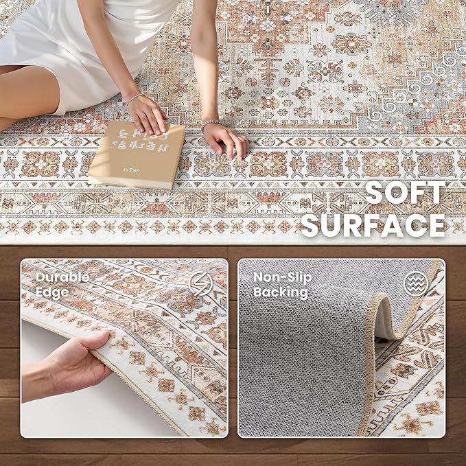zesthome 8x12 Area Rugs, Stain Resistant Washable Rug, Ultra-Thin Rugs - Image 6