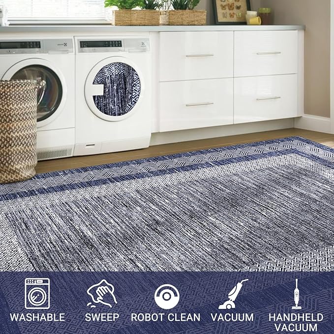 GarveeHome Modern Geometric Area Rug 5x7 Distressed Bordered Rug Washable Non - Image 6