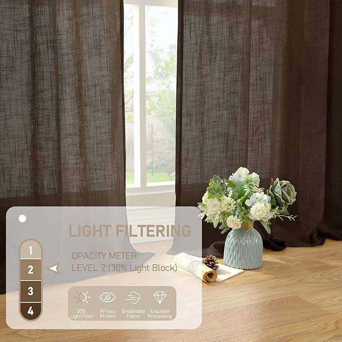 LAMIT Dark Brown Linen Curtains - Image 4