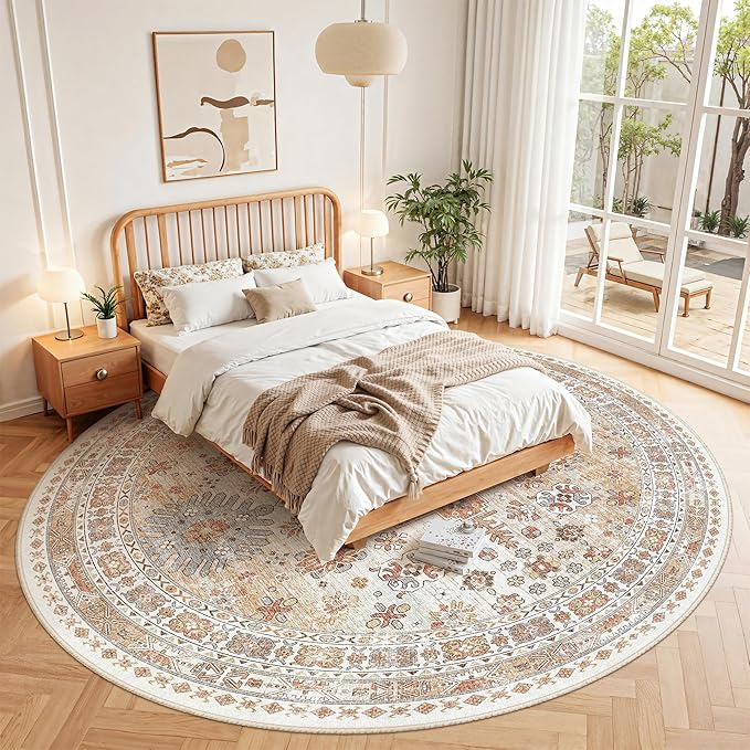 zesthome 8ft Round Rugs for Living Room, Non-Slip Washable Round Area Rugs - Image 8