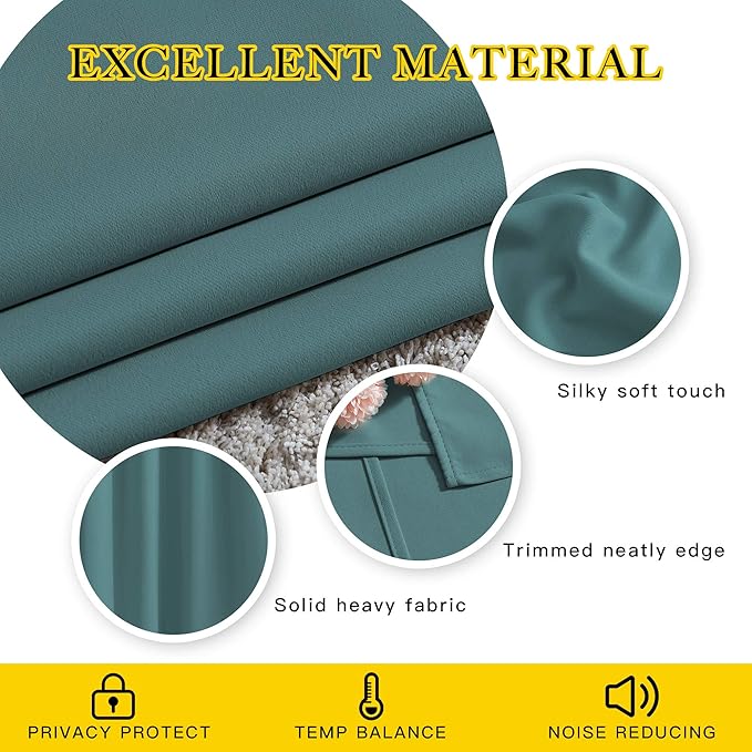 NICETOWN Sea Teal Blackout Doorway Curtains 80 inch Length 2 Panels, Grommet - Image 4
