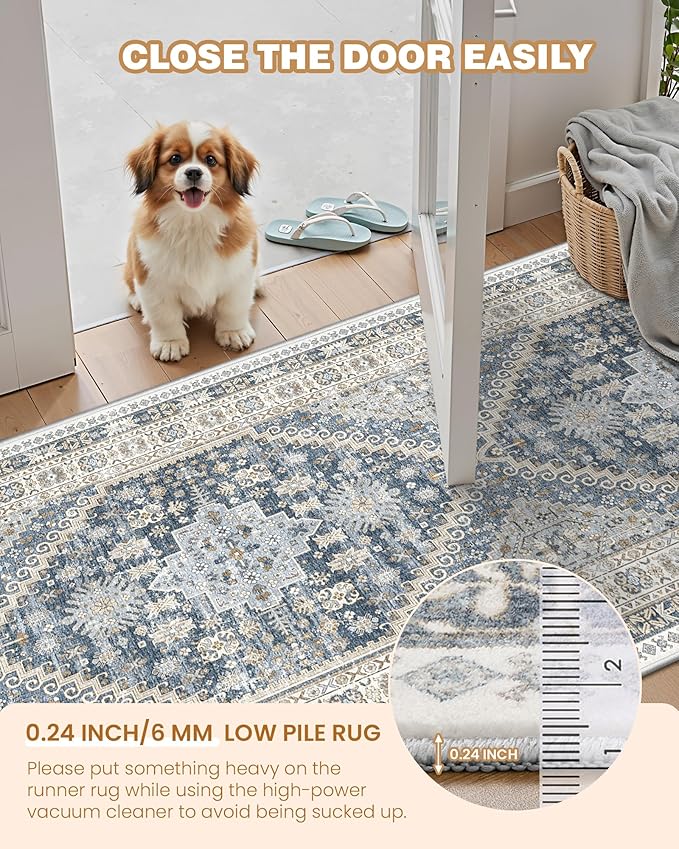 Runner Rug 2x8 Runners for Hallways Non Slip Washable, Vintage Hallway Runner - Image 6