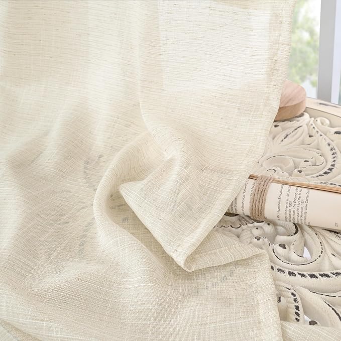 BGment Semi Sheer Linen Curtains 48 Inch Length - Image 8