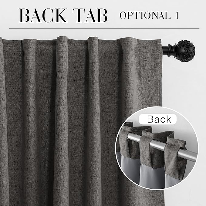 RYB HOME Grey 100% Blackout Curtains 63 inch Long, Light Blacking & Thermal - Image 7