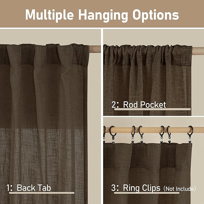 LAMIT Dark Brown Linen Curtains - Image 3
