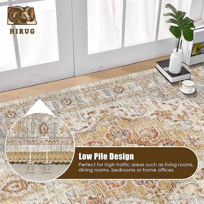 Washable Area Rug 6' x 9' Vintage Traditional Persian Mat - Image 5