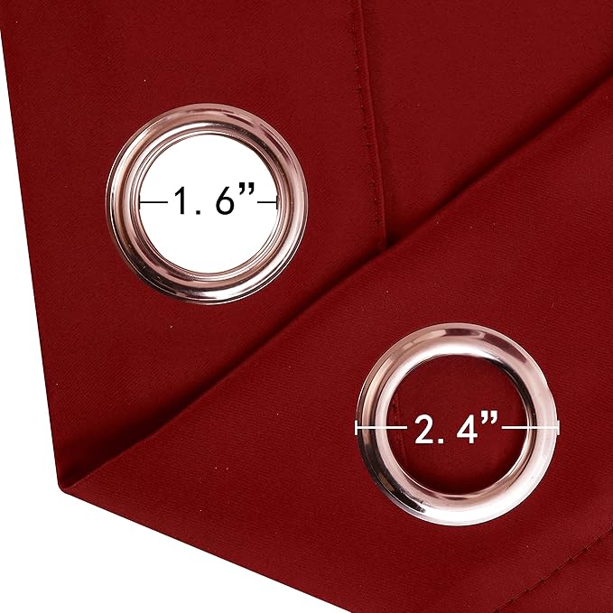 LEMOMO Dark Red Thermal Blackout Curtains/52 x 95 Inch/Set of 2 Panels Room - Image 6