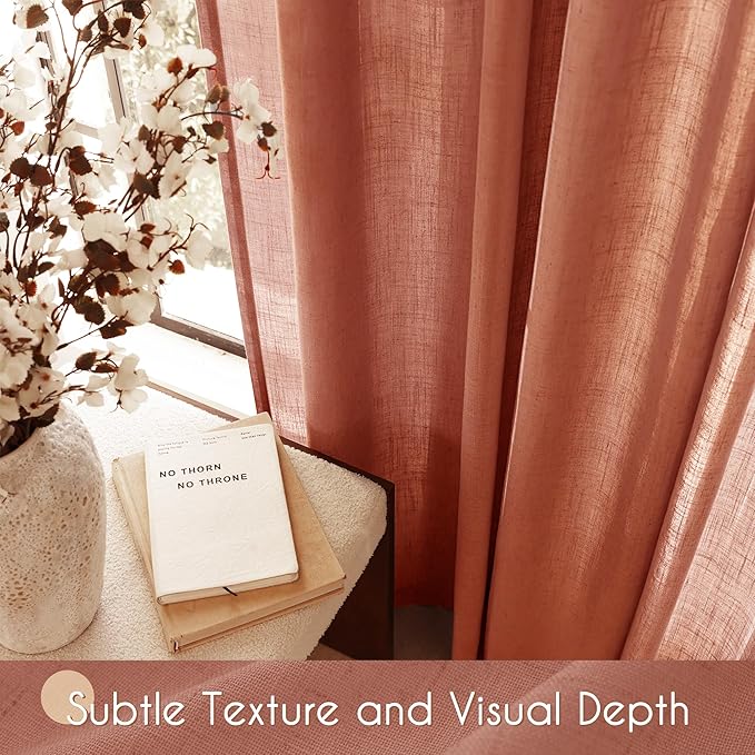 100 inch Linen Terracotta Curtains 2 Panels - Image 4
