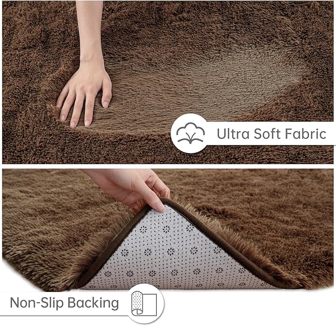 Goideal Fluffy Rug for Bedroom Living Room, 3x5 Brown Area Rugs, Faux Fur Shag - Image 6