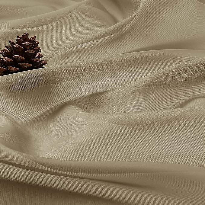 OWENIE Taupe Sheer Curtains 120 Inches Long 2 Panels Set, Airy Lightweight - Image 8