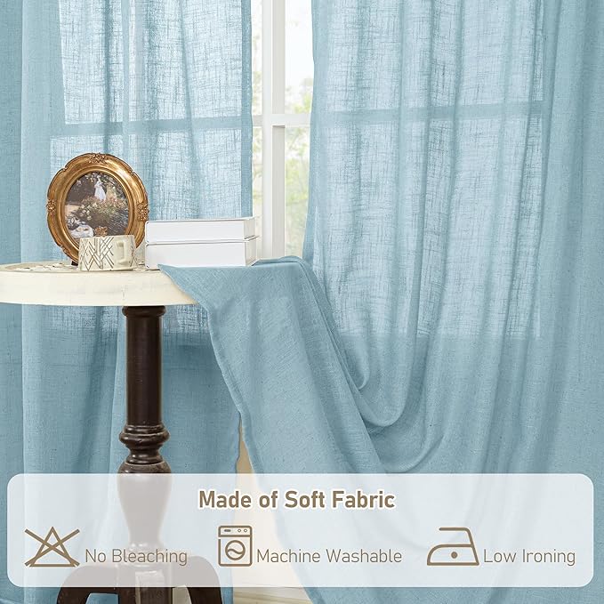LAMIT Linen Curtains for Living Room 84 inch Length 2 Panels, Light Filtering - Image 8