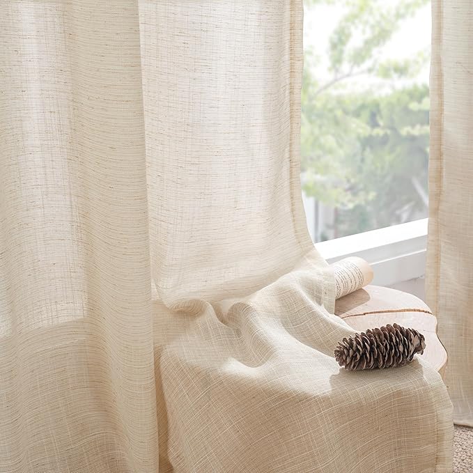 BGment Natural Linen Curtains 45 Inch Length - Image 8