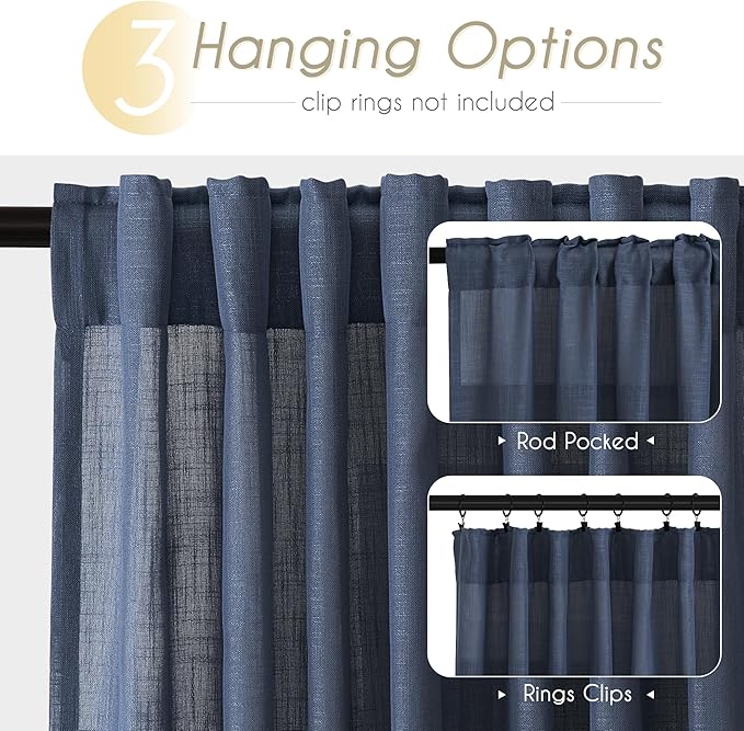 Navy Blue Curtains 108 inch Length - Image 2